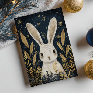 Cartão De Festividades Fofa Coelhinho Floresta Nórdica Feliz Natal Foto