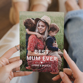 Cartão De Festividades Fofa MELHOR MÃE DO MUNDO Coração Foto do Dia das M