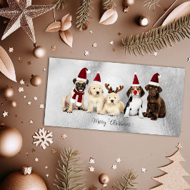 Cartão De Festividades Fofos Elfos de Natal e Cachorrinhos do Rudolph