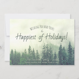 Cartão De Festividades Foggy Pines Rustic Watercolor Happiest Holides