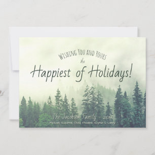 Cartão De Festividades Foggy Pines Rustic Watercolor Happiest Holides
