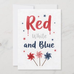 Cartão De Festividades Fogo de Artifício Patriótico Vermelho Branco Boom 