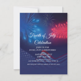 Cartão De Festividades Fogos de artifício modernos personalizados em 4 de