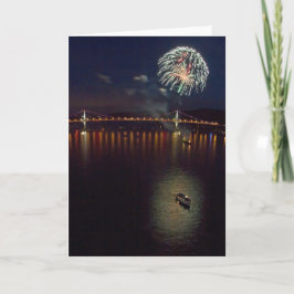 Cartão De Festividades Fogos De Artifício Sobre O Rio Hudson