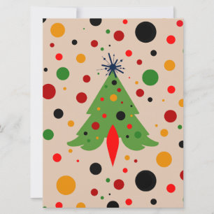 Cartão De Festividades Foguete Retro da Árvore de Natal Moderna do meio s