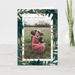 Cartão De Festividades Foil Branches Feliz Feriado de Foto de Natal