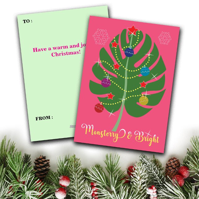 Cartão De Festividades Folha de Monstera Monsterry & Brilhante Amante de  (Criador carregado)