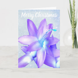 Cartão De Festividades *~** Folha de Natal com Brilho Personalização Azul