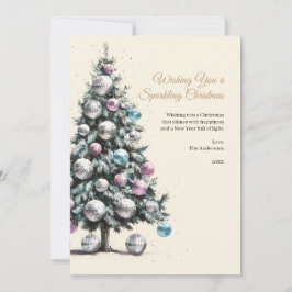 Cartão De Festividades Folha de Natal do Pastel Disco Ornament