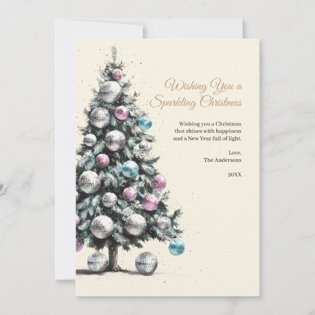 Cartão De Festividades Folha de Natal do Pastel Disco Ornament (Frente)