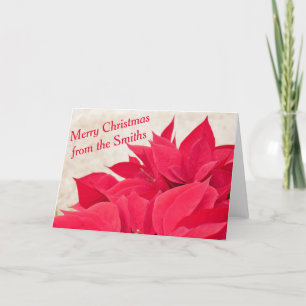 Cartão De Festividades Folha de Poinsettia Vermelha Personalizada