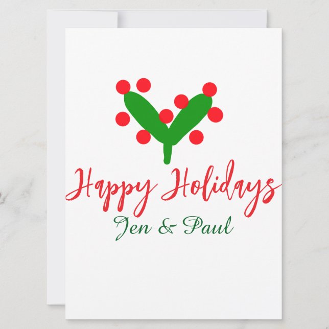 Cartão De Festividades Folha verde casal verde (Frente)