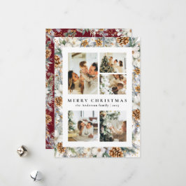 Cartão De Festividades Folhagem Botânica da Aquarela Natal Elegante