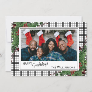 Cartão De Festividades Folhagem Botânica de Berries Vermelhos Clássicos