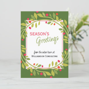 Cartão De Festividades Folhagem Botânica Holly Verde de Berries Vermelhos
