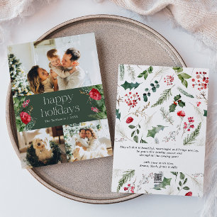 Cartão De Festividades Folhagem Botânica Verde Florestal Elegante 3 Foto