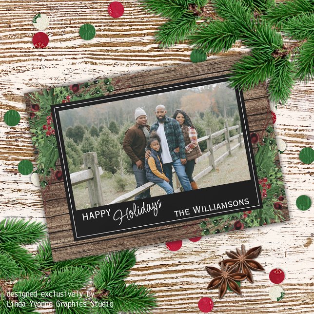 Cartão De Festividades Folhagem Botânica Verde Holly Cute (Criador carregado)