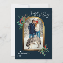 Cartão De Festividades Folhagem de Inverno Elegante Foto Personalizada Fe