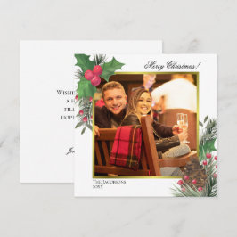 Cartão De Festividades Folhagem de inverno festiva Holly Berries e Pine F