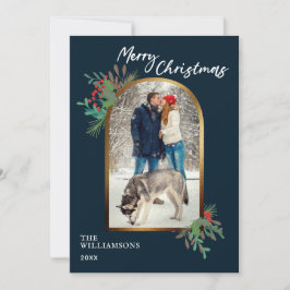 Cartão De Festividades Folhagem de Inverno Foto Personalizada Feliz Natal