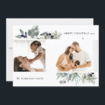 Cartão De Festividades Folhagem de Natal 2 Branca, Verde e Feliz<br><div class="desc">Se precisar de mais alguma personalização,  por favor,  sinta-se à vontade para me enviar uma mensagem em yellowfebstudio@gmail.com.</div>