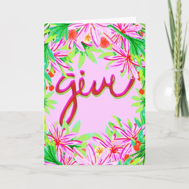 Cartão De Festividades Folhagem de Natal - Dar (Frente)