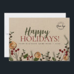 Cartão De Festividades Folhagem de Natal de Férias Felizes Personalizada<br><div class="desc">Espalhe a alegria festiva desta temporada de festas com a nossa Foliage Custom Card de Natal de Férias Feliz! Projetado para transmitir desejos calorosos e gratidão, esta carta encantadora é a maneira perfeita de se conectar com seus clientes, parceiros e colegas durante esta época especial do ano. A carta apresenta...</div>