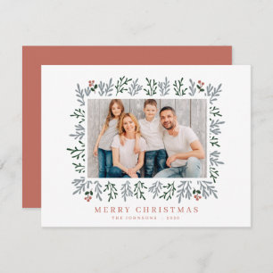Cartão De Festividades Folhagem de Natal Moderna e Botânica de Berries