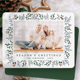 Cartão De Festividades Folhagem de Natal Moderna e Botânica de Berries