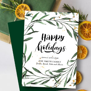 Cartão De Festividades Folhagem de Pinheiro Verde Elegante Confetti Green