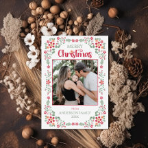 Folhagem Floral Duas Foto Feliz Natal