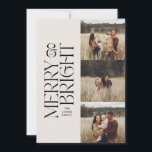 Cartão De Festividades Folhagem natural elegante, fotografia múltipla mín<br><div class="desc">Feliz de tipografia botânica multifoto moderna e mínima creme natural de cor elegante e cartão falso de Natal brilhante.</div>