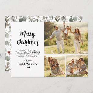 Cartão De Festividades Folhagem Simples Verde 3 Várias Fotos Natal