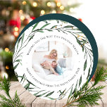 Cartão De Festividades Folhagem Verde Elegante Confetti Watercolor Dourad<br><div class="desc">Cartão de Férias Dourado Confetti Watercolor Confetti, Foliage Verde Elegante. Envie desejos e saudações de férias a amigos, colegas e familiares em cartões de natal de círculo simples, chic, elegantes e modernos, com estilo fotodesign festivo e natural! Um belo trecho de folhas de cor d'água verde macia pintadas, cercadas por...</div>