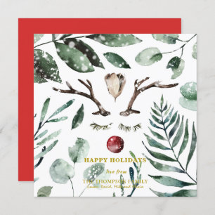 Cartão De Festividades Folhagem Vermelha Festiva Eucalyptus Magnolia