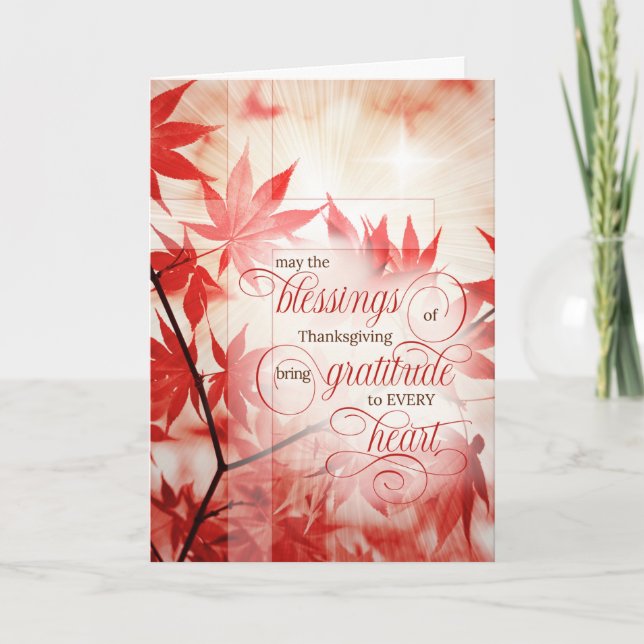Cartão De Festividades Folhas de Ação de Graças Religiosas e Cristão (Frente)