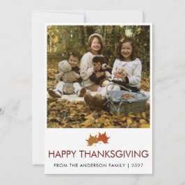 Cartão De Festividades Folhas de Bordo de Ação de Graças Família Foto
