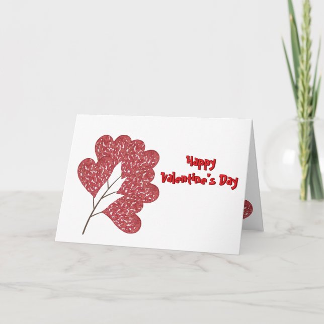 Cartão De Festividades Folhas de Coração de Amor (Frente)