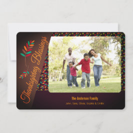 Cartão De Festividades Folhas de outono, Bênçãos de Ação de Graças Saudaç