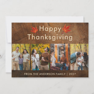 Cartão De Festividades Folhas de Outono & Textura Marrom 4 Fotos Ação de
