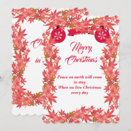 Cartão De Festividades Folhas de Pêssego de Aquarela Feliz Natal