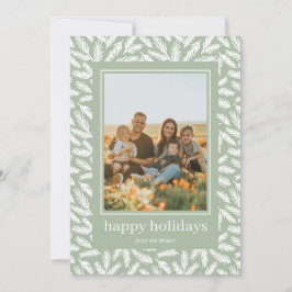 Cartão De Festividades Folhas de pinheiro desenhado à mão enquadradas car