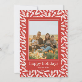 Cartão De Festividades Folhas de pinheiro desenhado à mão enquadradas car