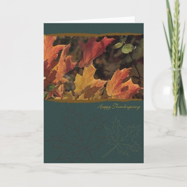 Cartão De Festividades Folhas pintadas para Ação de Graças (Frente)