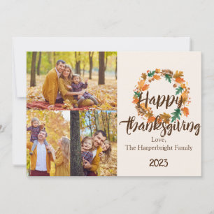 Cartão De Festividades Folhas simples Colagem de Fotos da Família de Ação