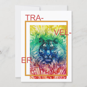 Cartão De Festividades Folhas tropicais de Tigre Selvagem viagem