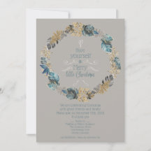 Folhas Tropicais Poeira Azul Dourado Festa de Nata