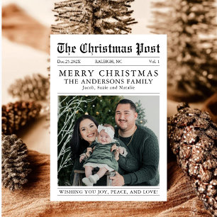 Cartão De Festividades Folheto de Natal Feliz Foto de um Ano em Revisão