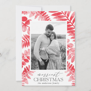 Cartão De Festividades Foliage Red Watercolor 2 Fotografia