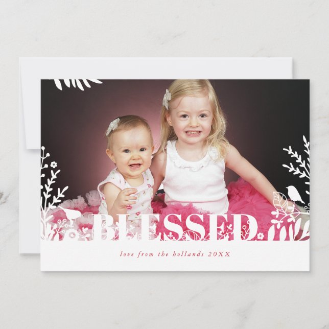 Cartão De Festividades FOLIAGEM BOTÂNICA NATAL DE NATAL, folhas desenhada (Frente)